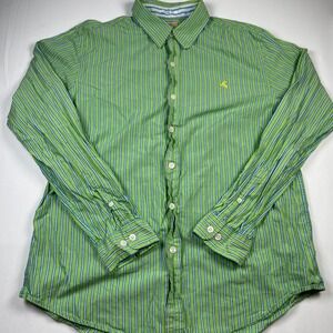 Club Room Shirt Men's Large Green Striped Cotton Vintage Fit Long Sleeve Classic